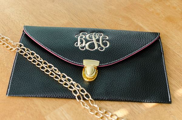 Set of THREE (3) Monogrammed Bridesmaid Clutches