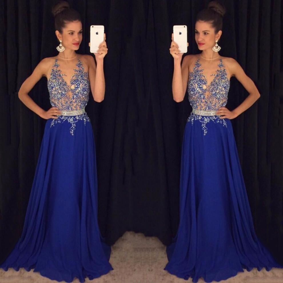 Beauty-Emily See-Through Bodycon Sweep Train Sequins Stripes Prom Dress Beauty-Emily See-Through Bodycon Sweep Train Sequins Stripes Prom Dress