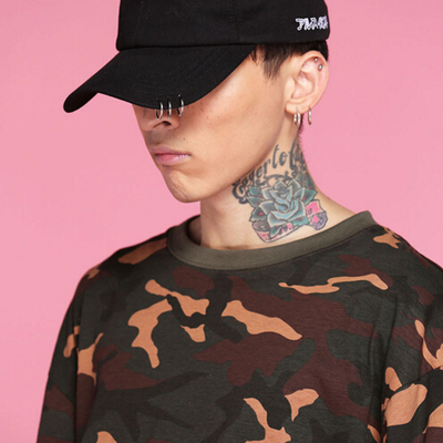 Free shipping-oversized camo tee