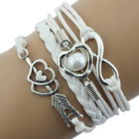 New Infinity Chain Cuff Jewelry Antique Leather Charm Bracelet  - Thumbnail 1