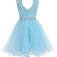 A-Line Tulle Short Prom Dress,Homecoming Dress,Graduation Dress,Party Dress F37 - Thumbnail 4