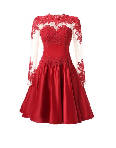 Long Sleeve Lace Homecoming Dress,Short Prom Dresses,Cocktail Dress,Homecoming Dress,Graduation Dress,Party Dress,Short Homecoming Dress F151