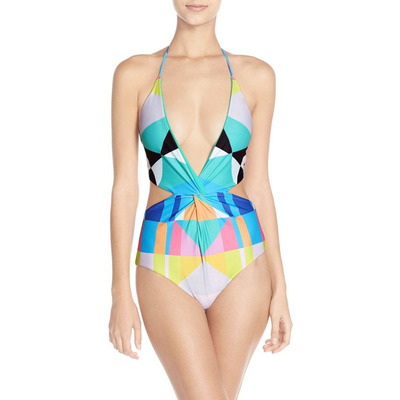One Piece Multi-color Swimming Suit, Multi-color Bikini