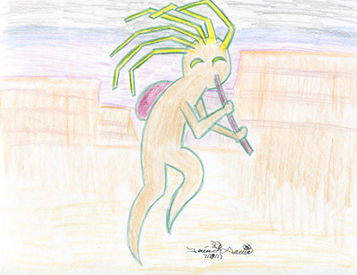 Kokopelli Color Pencil Art Original