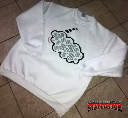 Money On My Mind Crew Sweater (White/Black/Silver/Red)