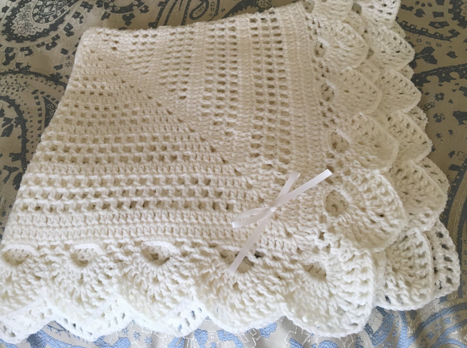 Baby Blankets Blankets & Throws Handmade White Crochet Heirloom Baby