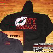 Kiss My Swagg Zip Up Hoody (Black/White/Red)