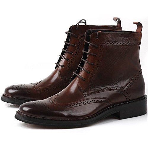 Handmade Men Brown Wingtip Brogue Ankle Dress Leather Boot Men Leather