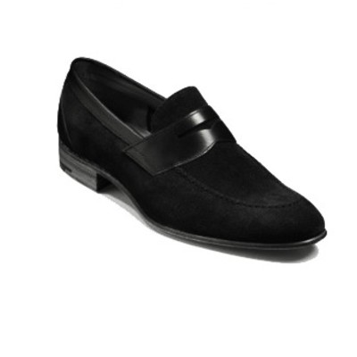 Handmade men black suede moccasins formal wear shoes