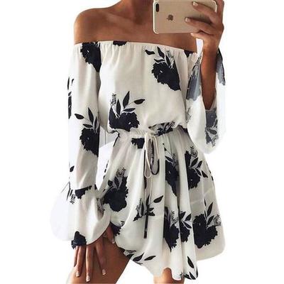 Print sexy backless dress