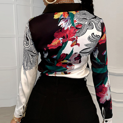 White print cardigan long sleeve shirt top