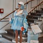Blue Cloud Puff Sleeves Dress-3
