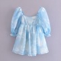 Blue Cloud Puff Sleeves Dress-1