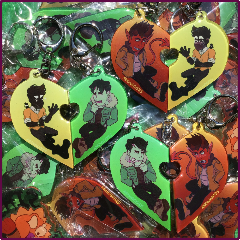 Monster Prom【 OTP Shipping Hearts Oz/Damien/Brian - Praise This】Double  Sided Epoxy Charm sold by AllKindsOfYES on Storenvy