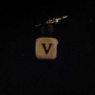 Wooden initial earings